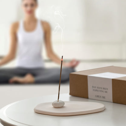 Handmade Incense Holder Irregula Plain Ceramic Stick Incense Holders Pomelo Pumpkin Incense Burner for Home Decor Yoga Meditation Zen (Pomelo White)