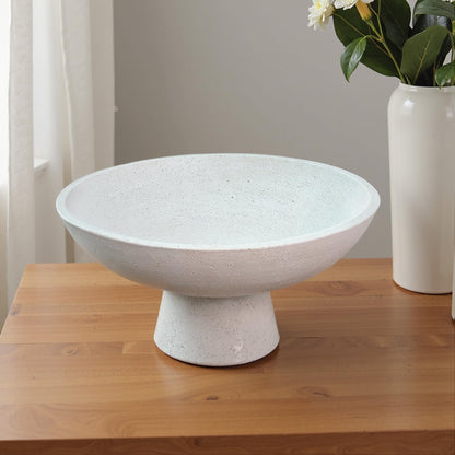 LFLKPY Large Decorative Fruit Bowl - Modern Handcrafted Resin Pedestal Bowl for Kitchen Counter, Entryway Key Holder & Table Centerpiece, Off-White Travertine Stone Bowl