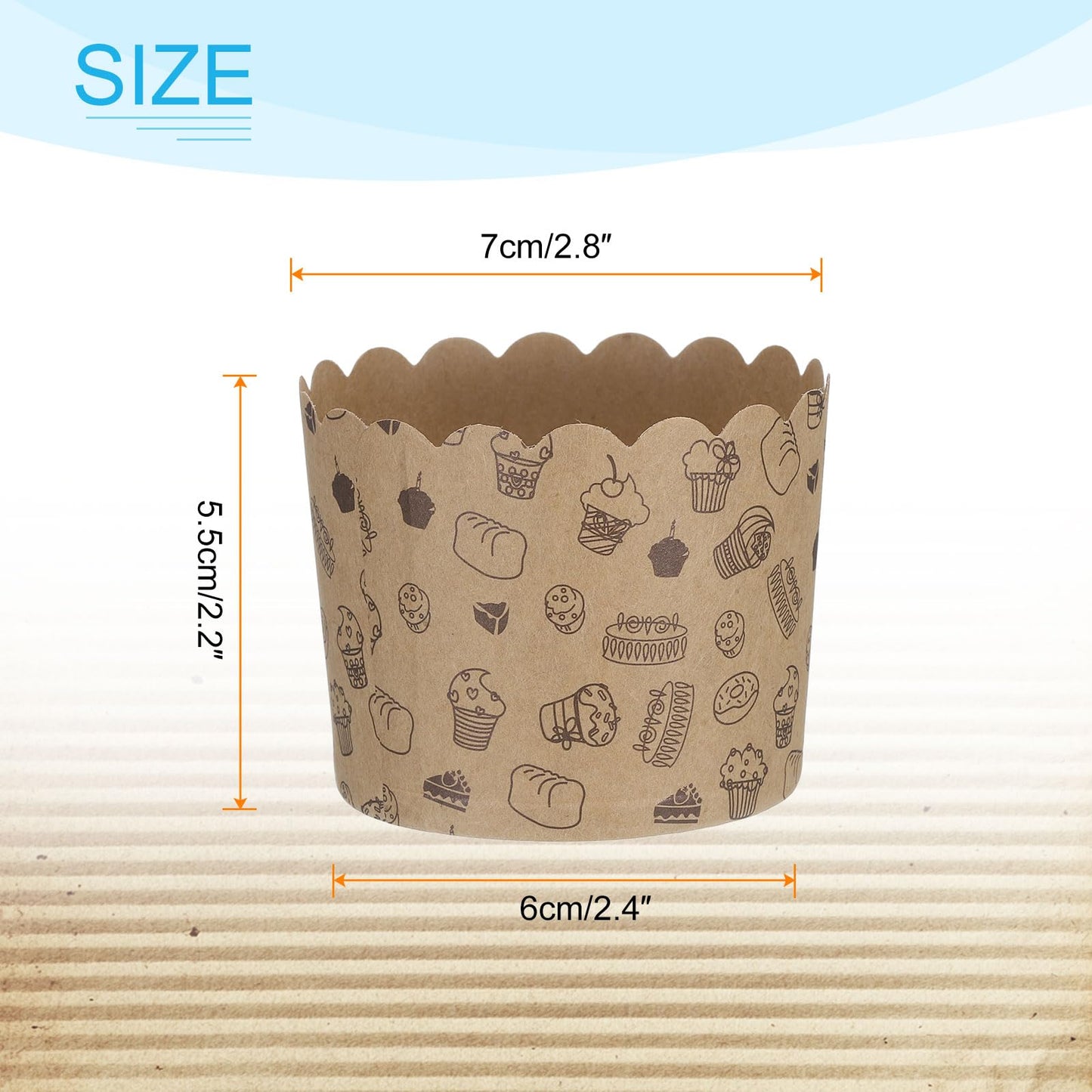 HARFINGTON 150Pcs Paper Baking Cups 6oz Brown Kraft Paper Muffins Liners Cupcake Greaseproof Disposable Bulk Wrappers for Wedding Birthday Graduation, Small Cake