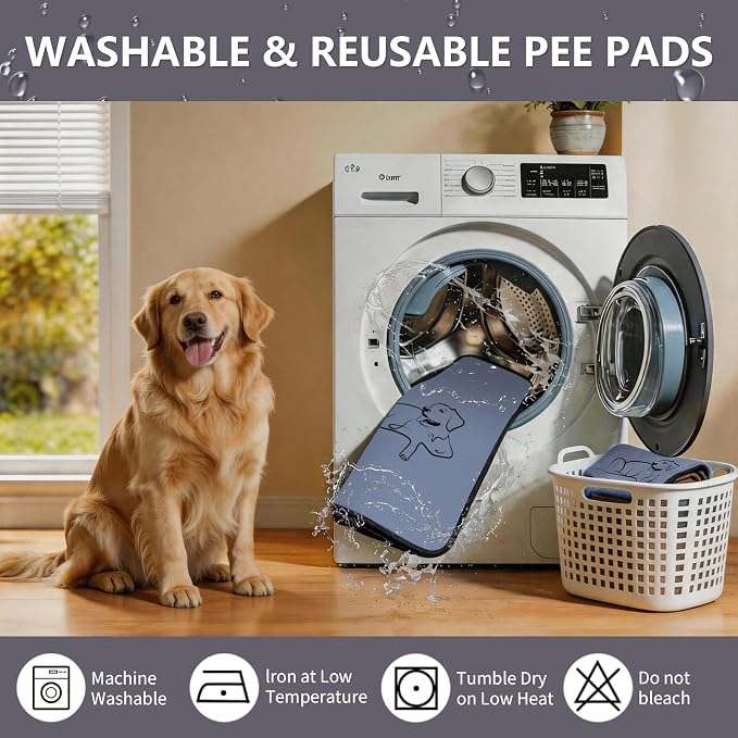 2 Pack Washable Pee Pads for Dogs 24"x24", Reusable Training Puppypads Absorbency Non-Slip & Leak-Proof for Pet Whelping Box Playpen Crate Sofa Bed Floors (Gray)