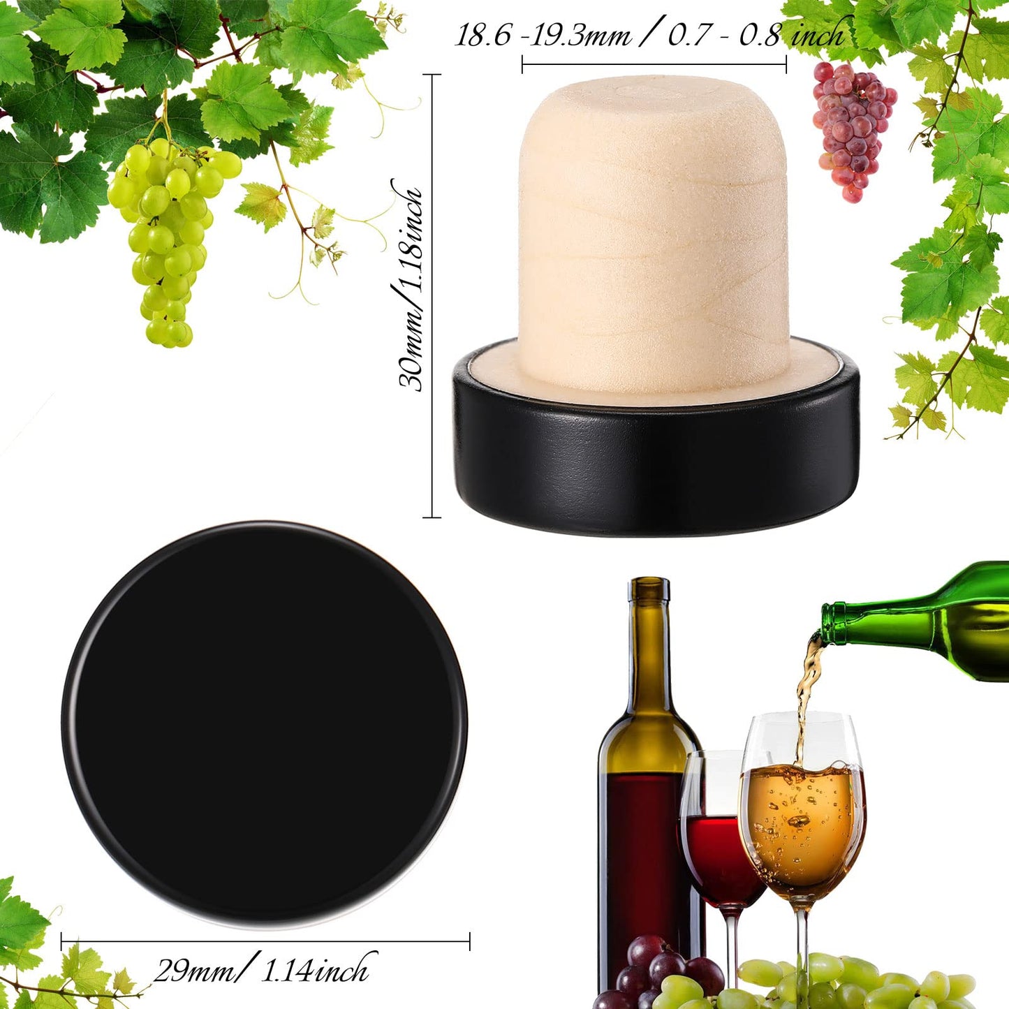 Yookeer T-shaped Stopper Cork Wine Bottle Stoppers Reusable Wine Sealing Plug for Beer Bottles DIY Craft(Black,144 Pieces)