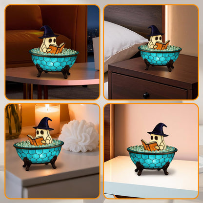oyeftp Halloween Ghost Bubble Bath Lamp, Cute Bathtub Ghost Night Lights for Halloween Decor, Reading Books Nightlight, Halloween Decorations for Indoor Readers & Book Lover Desk Home Party