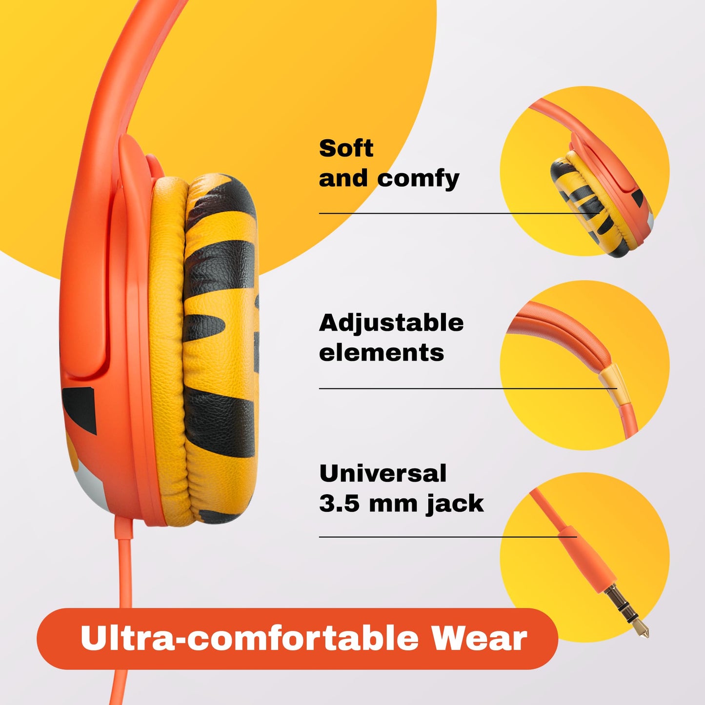 Kidrox Wired Toddler Headphones for 1-7 Years Old — 85dB Volume Limited Baby Headphones for Plane and Car Travel — Children Headset for Airplane, iPad and Tablet, Kids Headphone with Cord for Children
