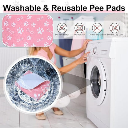 BEAUTYZOO Washable Pee Pads for Dogs, 36" x 72" Extra Large Reusable Puppy Pads, Absorbent Potty Training Dog Mats, Non-Slip Pet Whelping Pads for Incontinence, Housebreak, Crate, Bed, Playpen, Pink
