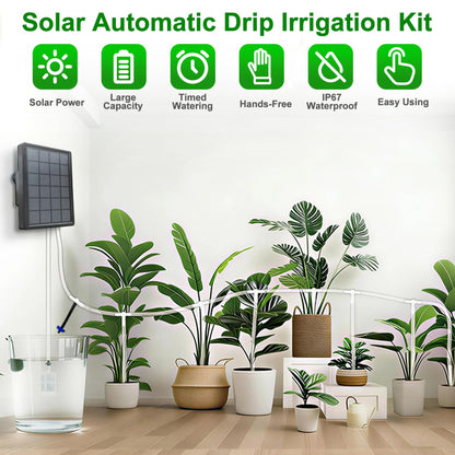 Display and Solar 2 in 1 Automatic Watering System for 15 Pots Plants, Anti-Siphoning Watering Drip Irrigation System Device Kit, Smart Timer & Manual for Indoor Garden Farm Greenhouse Balcony & Patio
