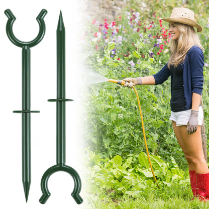 QWORK 3/4" Garden Hose Holder Brackets - 20 Pcs Plastic Outdoor Hose Guide Stakes Support Spike Tool