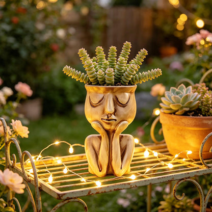 LIUXINJIAN-RHX Face Planters Pots Head Unique Face Flower Pot Head Planter for Indoor Plants Cute Small Succulent Pots Indoor Plant Pot, Great Gift Unique Ornaments for Home