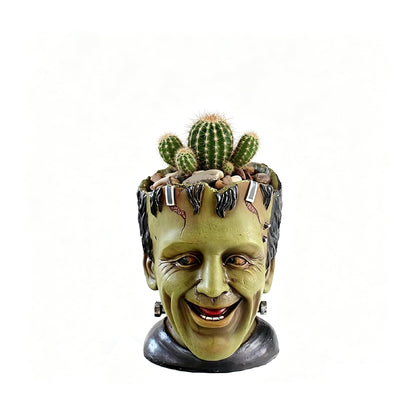 Youfui Funny Planters Head Planter for Indoor Plants, Succulent Pot with Drainage Hole Fairy Garden Resin Cactus Pencil Holder Desk Storage Gift for Women Men Plant Pot
