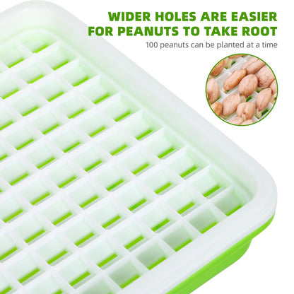 DOITOOL Peanut Sprouts Hydroponic Box 3Pcs Nursery Trays with Lid 6.69X6.69X6.10In Soil-Free Seed Germination Tray for Indoor Gardening and Home Plant Propagation
