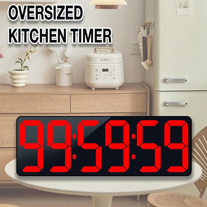 Large Digital Timer Wall Clock with Remote Control, 17.2" Count Down Up Digital Timer LED Display Auto DST Big Digital Clock for Bedroom Kitchen Living Room Office Gym Home Decor
