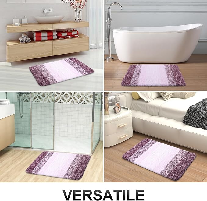 OLANLY Large Bathroom Rugs Mat 54x24, Extra Soft Absorbent Microfiber Bath Rugs, Rubber Backing, Quick Dry, Machine Washable Bath Mats for Bathroom Floor, Tub and Shower, Home Decor Accessories, Mauve
