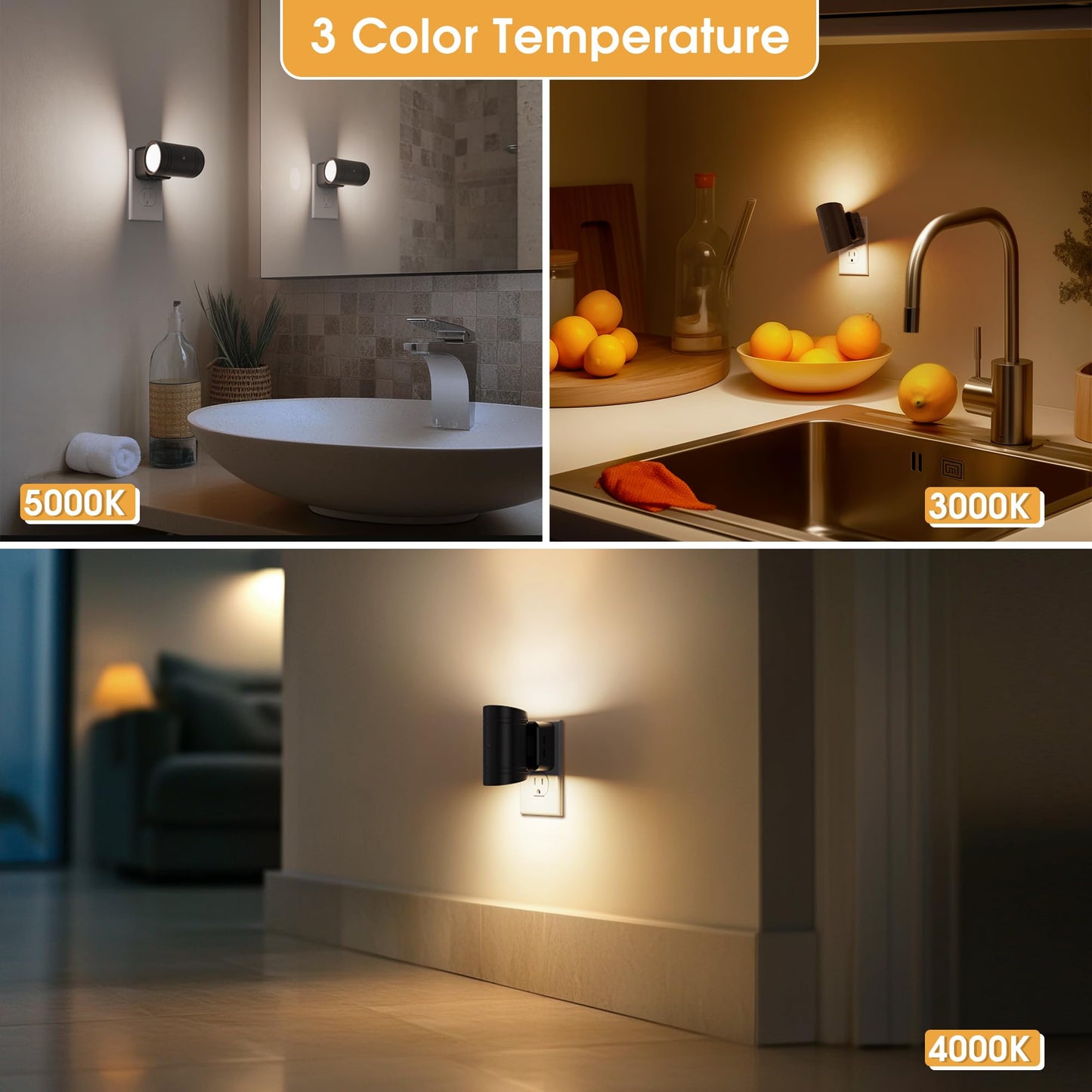 Briignite Night Lights Plug into Wall, Modern LED Night Light Plug in, Dusk to Dawn Sensor, Soft White 3000K, 0-100LM Adjustable Brightness, Dimmable NightLight for Hallway, Bedroom, Stairway, 2 Pack