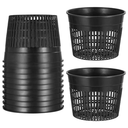 ZALIR 12 Pcs Net Pots for Hydroponics 6In - Plastic Root Control Pots with Drainage Holes, Ideal for Lily Plants, Lightweight and Stackable Design for Efficient Growth