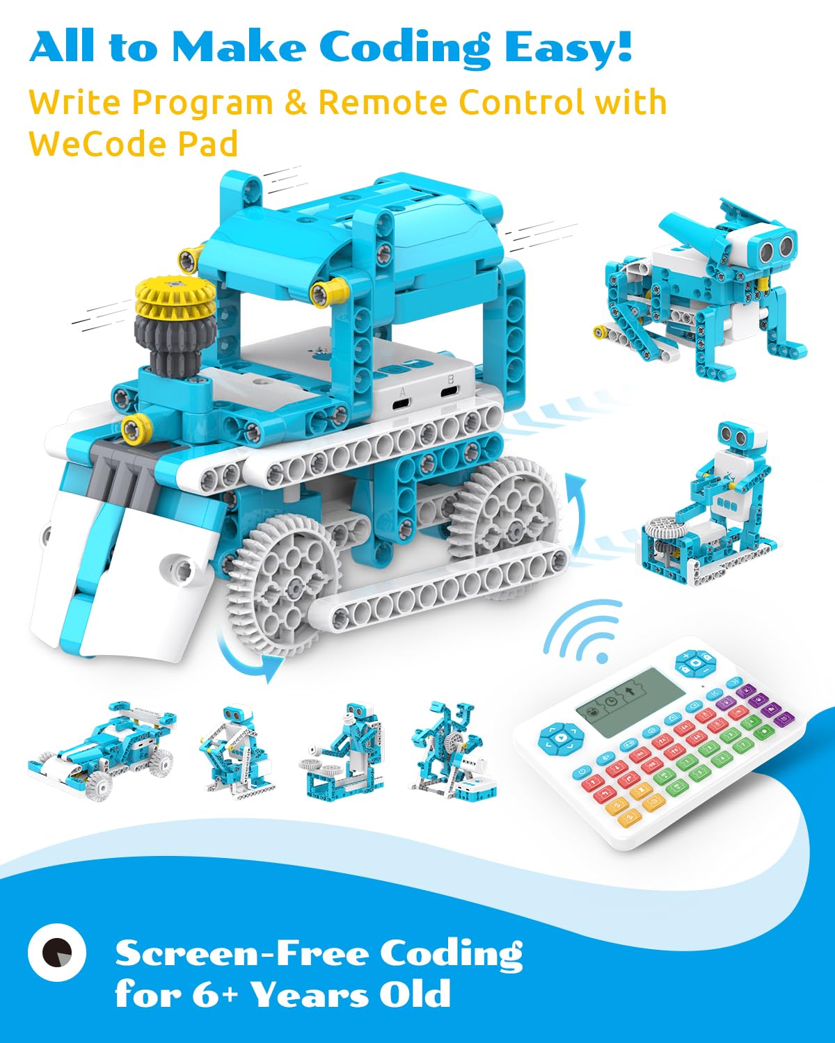 WhalesBot D3 Pro 12-in-1 STEM Wecode Pad Coding Robot Kit for Kids, 388-Piece Educational Building Set with Interactive Storytelling, Ideal Toy for Boys & Girls Ages 6-8