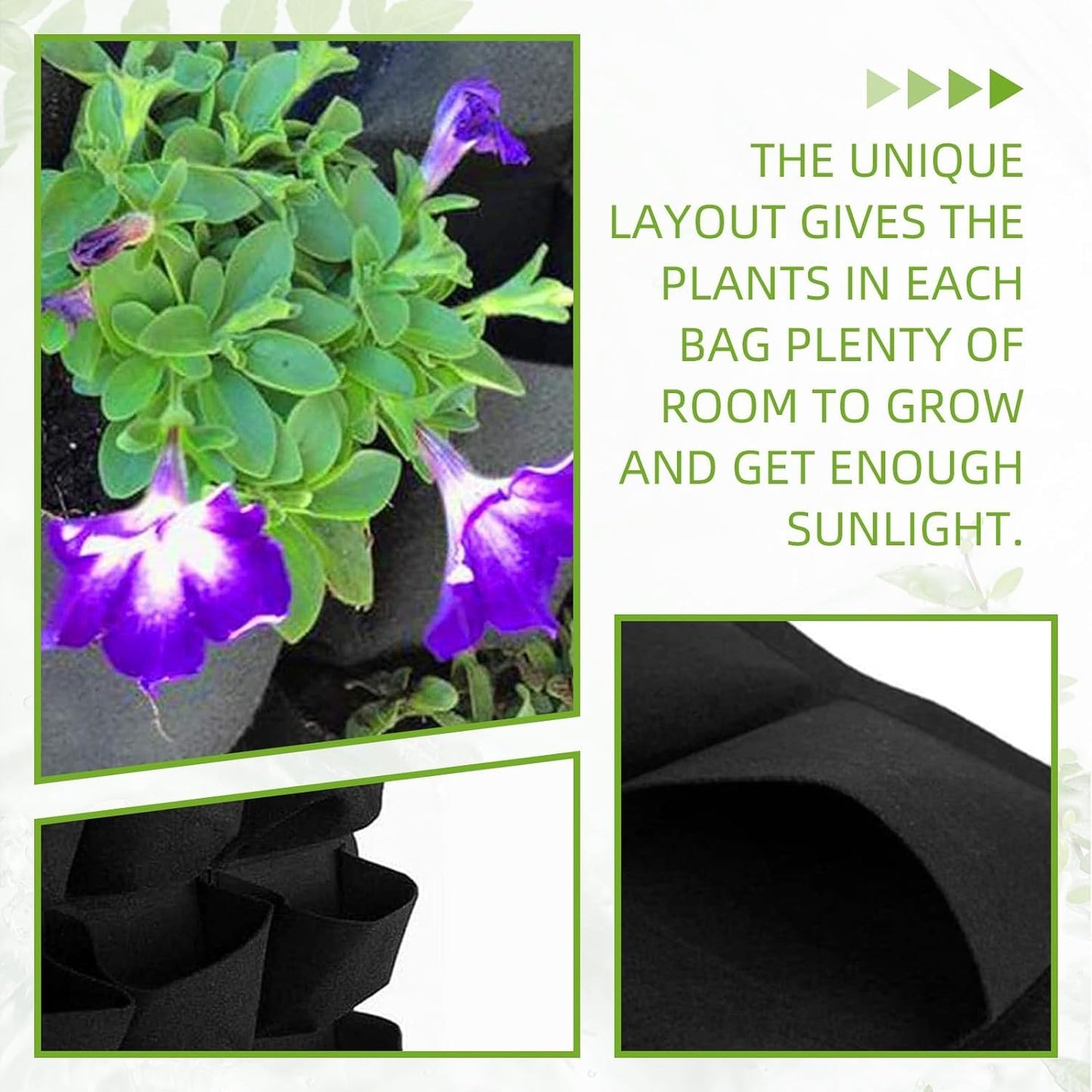 LITLANDSTAR 18 Pockets Hanging Grow Bags, 2 Pack Horizontal Wall Planter Plant Grow Bags Outdoor Indoor Hanging Planter for Balcony/Railing/Fence/Yard/Garden/Home Decoration, Black