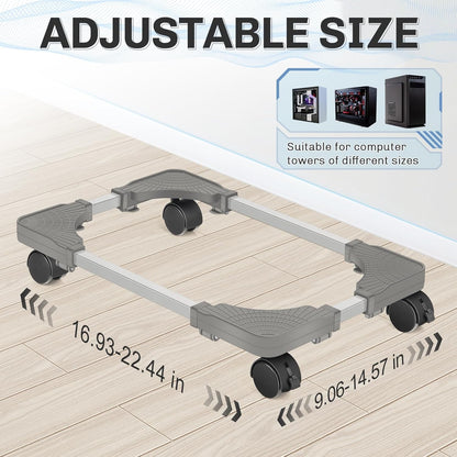 Liitrton Mobile CPU Stand with 4 Locking Casters, Ventilated PC Tower Stand for Floor, Fits Most PC Towers, Office Gamers (Light Grey)
