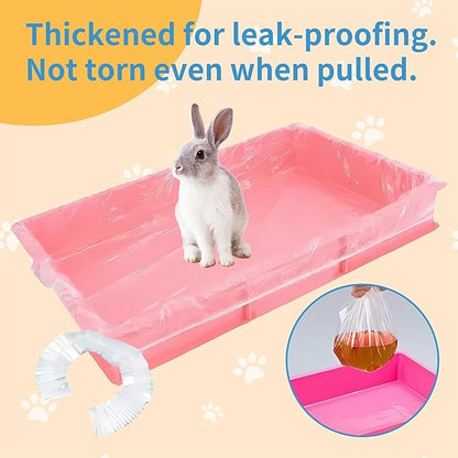 Disposable Cage Liner Bags (50-Pack) – 26'' X 18'' Clear Plastic Rabbit Cage Liners, Leak-Proof Toilet Film for Bunny, Guinea Pig, Hamster, Hedgehog & Small Animals – Universal Crate Tray Covers for