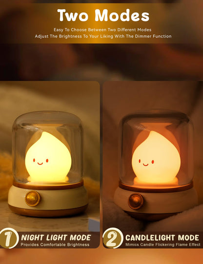 Cute Ghost Campfire Lamp, Halloween Decor,Kids Night Light，Adjustable Dimmable Rechargeable Night Light for Kids, Girls, Boys Gifts,Halloween,Christmas Decorations
