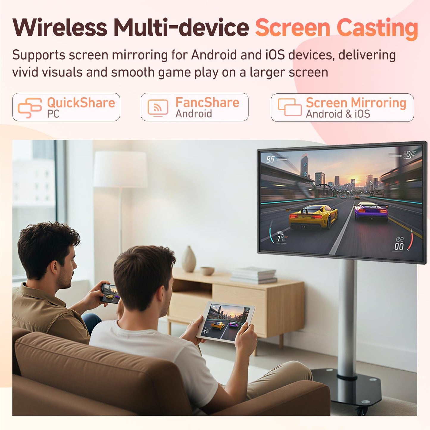 Smart Board,49 Inch JAV Interactive Whiteboard, 8+128GB Interactive Whiteboard Google EDLA Certified Rotating Touch Screen, for Advertising Display and Classroom (Wall Mount Included)