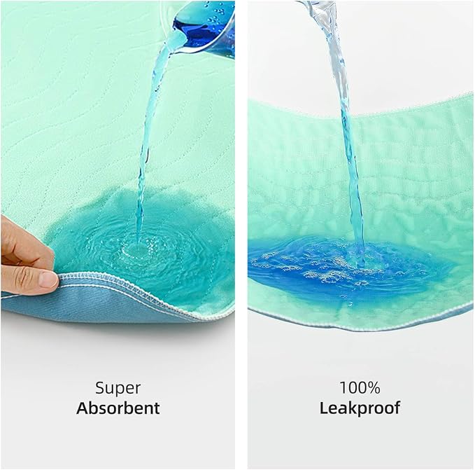 Pee Pads for Adults, Kids and Pets, Cotton-Like Surface, Machine Washable, 100% Leak Prevention with Waterproof TPU Layer (2 Pack, 34*36 inch)
