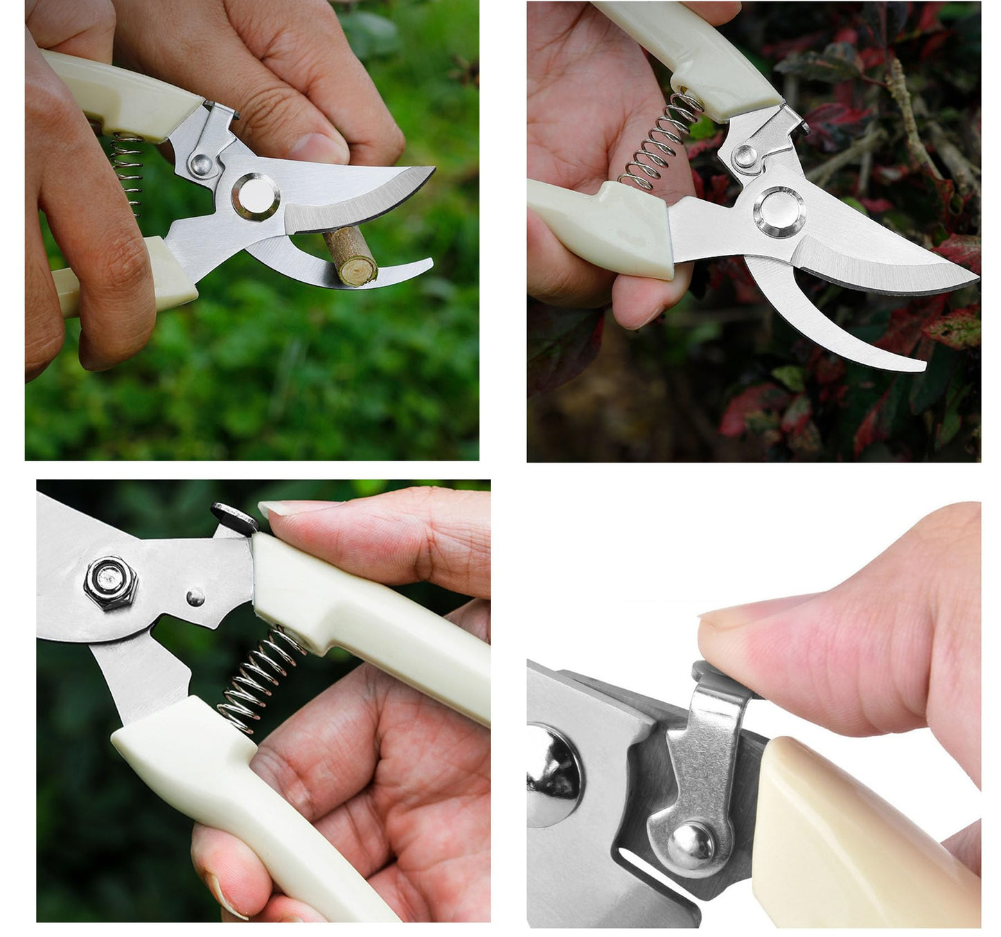 2PCS Garden Flower Shears Pruning Shears 6.9 inches Scissors Heavy Duty Plant Scissors for Cutting Flowers, Trimming Plants, Bonsai, Fruits Picking (White Handle 2pcs)