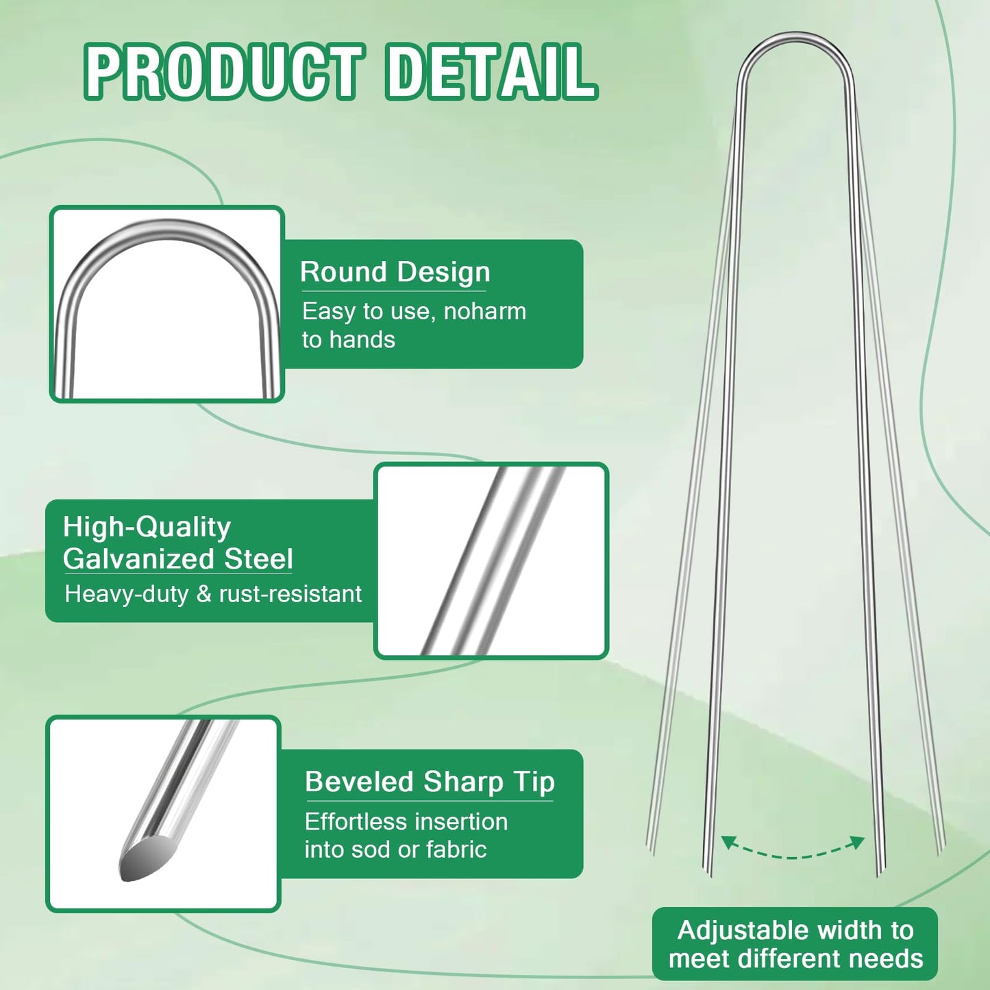 8 Gauge Landscape Staples, FUIJOL 8 Inch 15 25 50 100 Pack Heavy Duty U-Shaped Landscape Stakes, Galvanized Garden Staples for Weed Barrier Stakes, Ground Cover, Irrigation Tubing, Fence (25, 8 Inch)