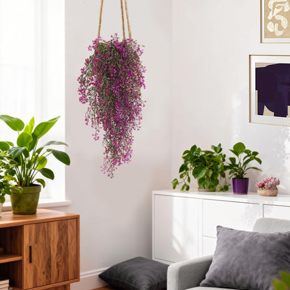 RECUTMS Artificial Hanging Plants Fake Hanging Vines Boston Fern Greenery Hanging Wall Plants for Home Room Garden Wedding Outside Decoration (Fuchsia 4P)