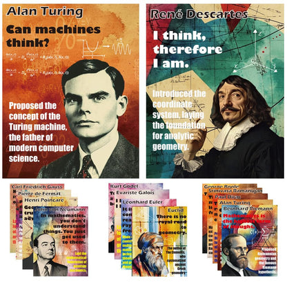 1step2dream Mathematician Posters Set | Math Classroom Decor, Middle School Math Posters, Engaging Science Classroom Decorations & Bulletin Board Kits - 11x14 Inch Motivational Wall Art for Math Enthusiasts