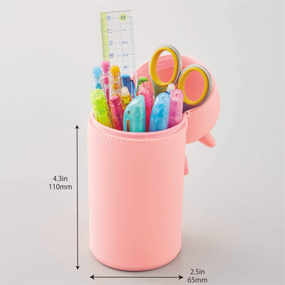 LIHITLAB Kawaii Japanese Cat Large Stand Up Pencil Case For School Office College, Cute School Supplies, Animal Pen Holder Pencil Pouch Holder Girls, Artist Pencil Case, Gray Cat (A7714-4)