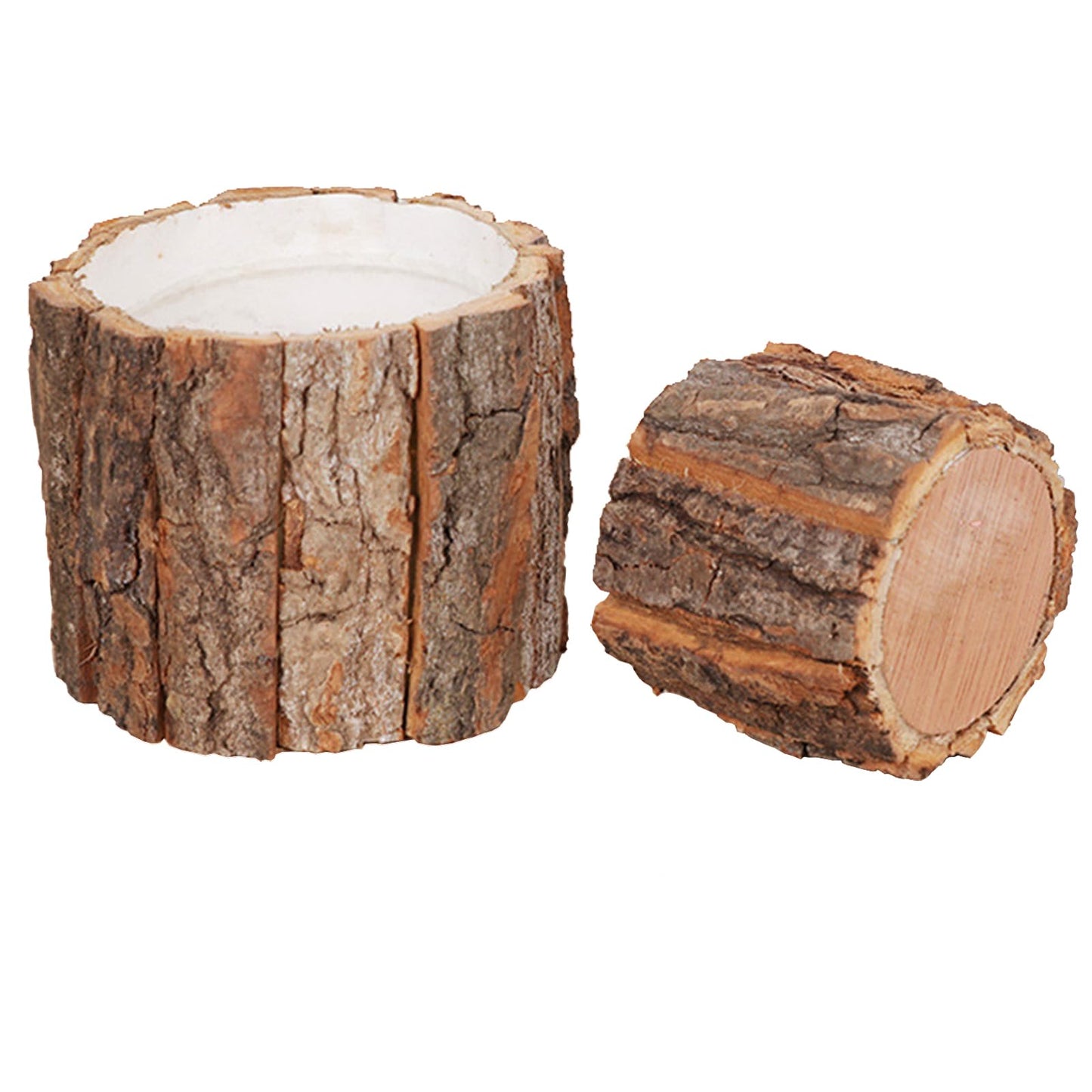 mollensiuer 2Pcs Wooden Bark Flower Buckets Bark Bucket Plant Vase Container Rustic Flower Arrangement Holder Succulent Pot Farmhouse Small Plant Pot for Outdoor Indoor Home Decorations, 2 Sizes