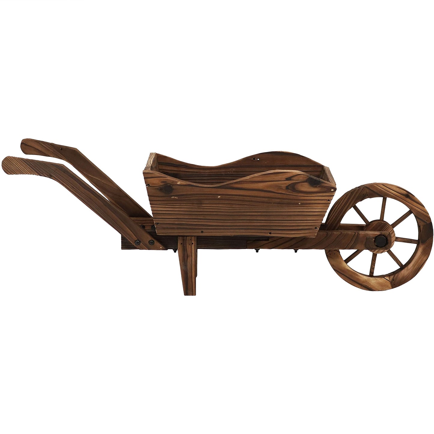 Sunnydaze Outdoor Wooden Decorative Wheelbarrow Planter - for Indoor or Outdoor Use - 35" W x 10.25" D x 12" H - Brown