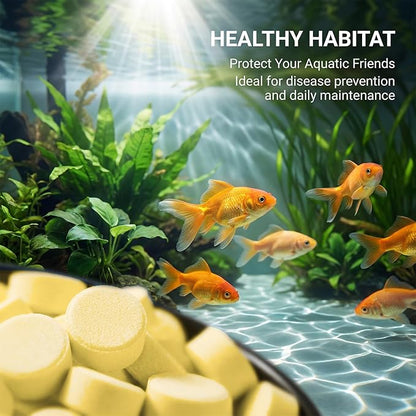 MAQIHAN 150 Tablets Aquarium Salt Freshwater - Salt for Aquarium, Fish Tank Salt, Pond Salt Tablets Natural Mineral Sea Salt Formula for Freshwater Fish, Koi Pond, Goldfish & Betta Tank Water Care