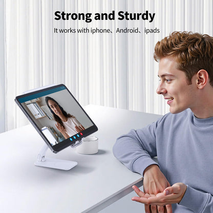 iWALK Magnetic Cell Phone Stand for Desk, Angle and Height Adjustable Mobile Phone Holder, Foldable Magnet Stand for iPhone 17 16 15 14 13 12 Pro Max and iPad, Cell Phone Holder for Samsung, White