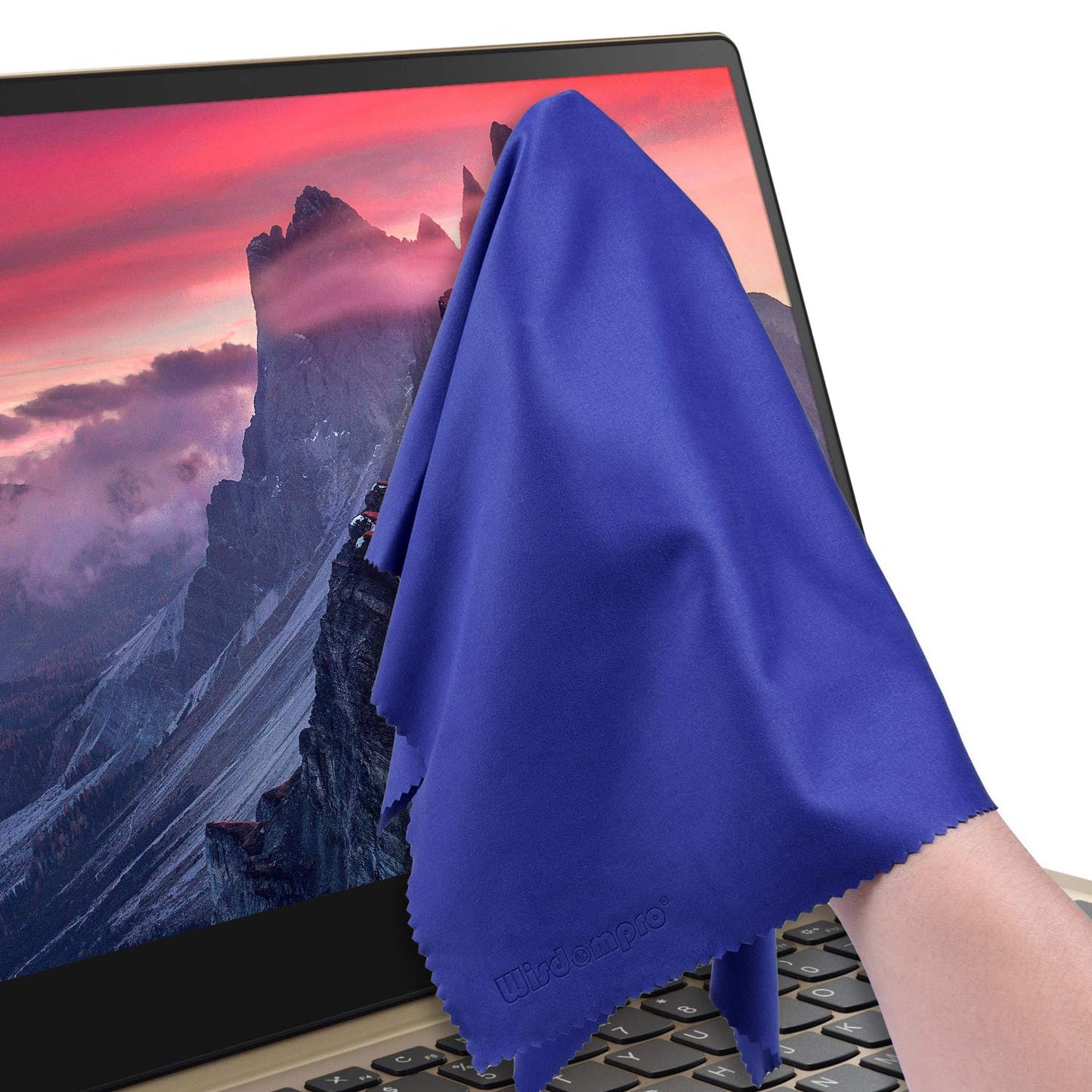 Wisdompro Extra Large 4-Pack Microfiber Cleaning Cloth For Laptop, LCD TV, Computer Screen, Monitor, Tablet, Camera Lens, Glass, Lenses, Phone, iPhone, iPad, other Delicate Surface - Blue (16x16 Inch)