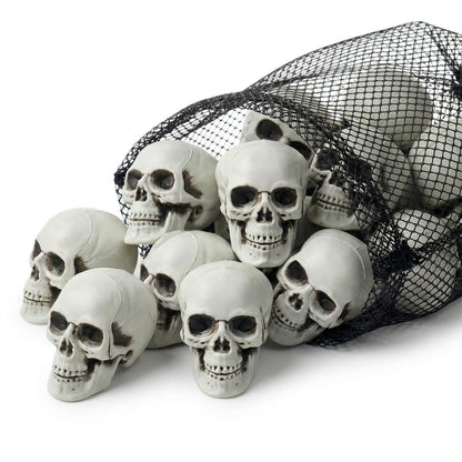 12 PCS Mini Skull Heads, 2 Inch Realistic Plastic Skeleton Skulls for Halloween Decor, Gothic Home Decor, Haunted House Props, DIY Crafts & Party Table Decor