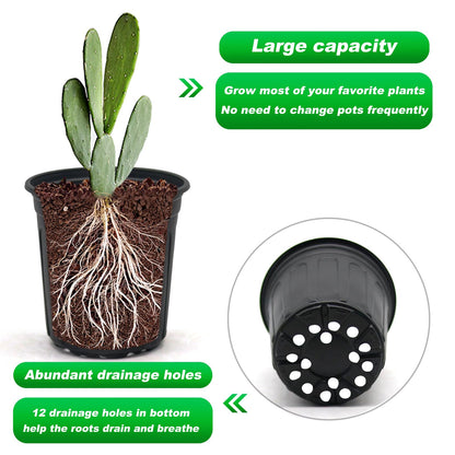 Hemikaki 100-Pack 1 Gallon Nursery Pots, Thickened Pots for Plants with Drainage Holes, Large Plastic Flower Pots for Seedlings, Succulents, Transplanting, Come with 100pcs Plant Labels
