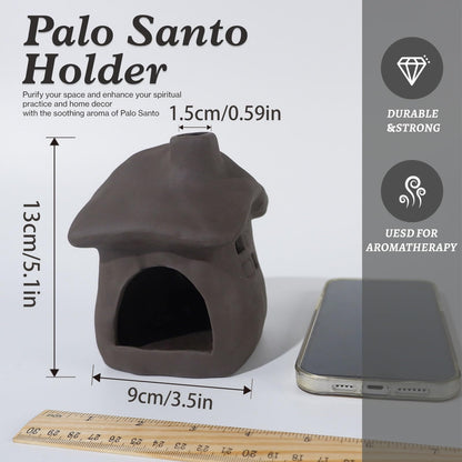 Mougigi House Palo Santo Burner - Mini Ceramic Chiminea Holder with Stable Base | Perfect for Burning Sage, Incense Cones & Essential for Zen Altars, Meditation, Yoga, Home Decor & Thoughtful Gifts.