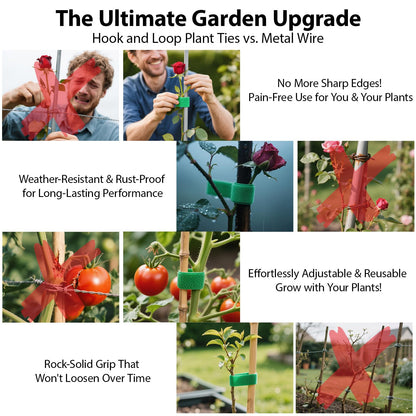 4 Rolls Plant Ties, Adjustable Garden Tape for Plant Twist Ties, Reusable Thicker Support for Growing Green Tape, Strong Grip, Tomato Vines Indoor Outdoor, 50 Ft X 0.47 Inch