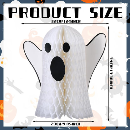 Bencailor 6 Pcs Halloween Ghost Table Decorations Halloween Honeycomb Centerpiece Ghost Table Centerpiece Halloween Party Decoration Ghost Table Topper for Halloween Party Home Room Desk Decor(White)