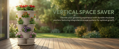 BRENCHAOY 5 Tier Strawberry Planter Vertical Garden Tower - Stackable Gardening Pots for Herbs, Flowers, Vegetables - Indoor/Outdoor Patio Decor (Terracotta)