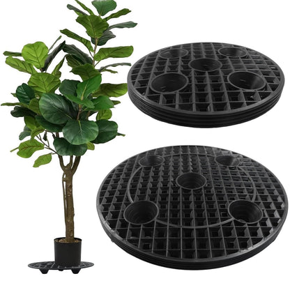 Moicstiy 8 Pcs Plant Level Pot Elevator Stands, 8"&12" Black Plant Saucer Risers for Prevent Damage on Patio, Deck & Floor (Black)