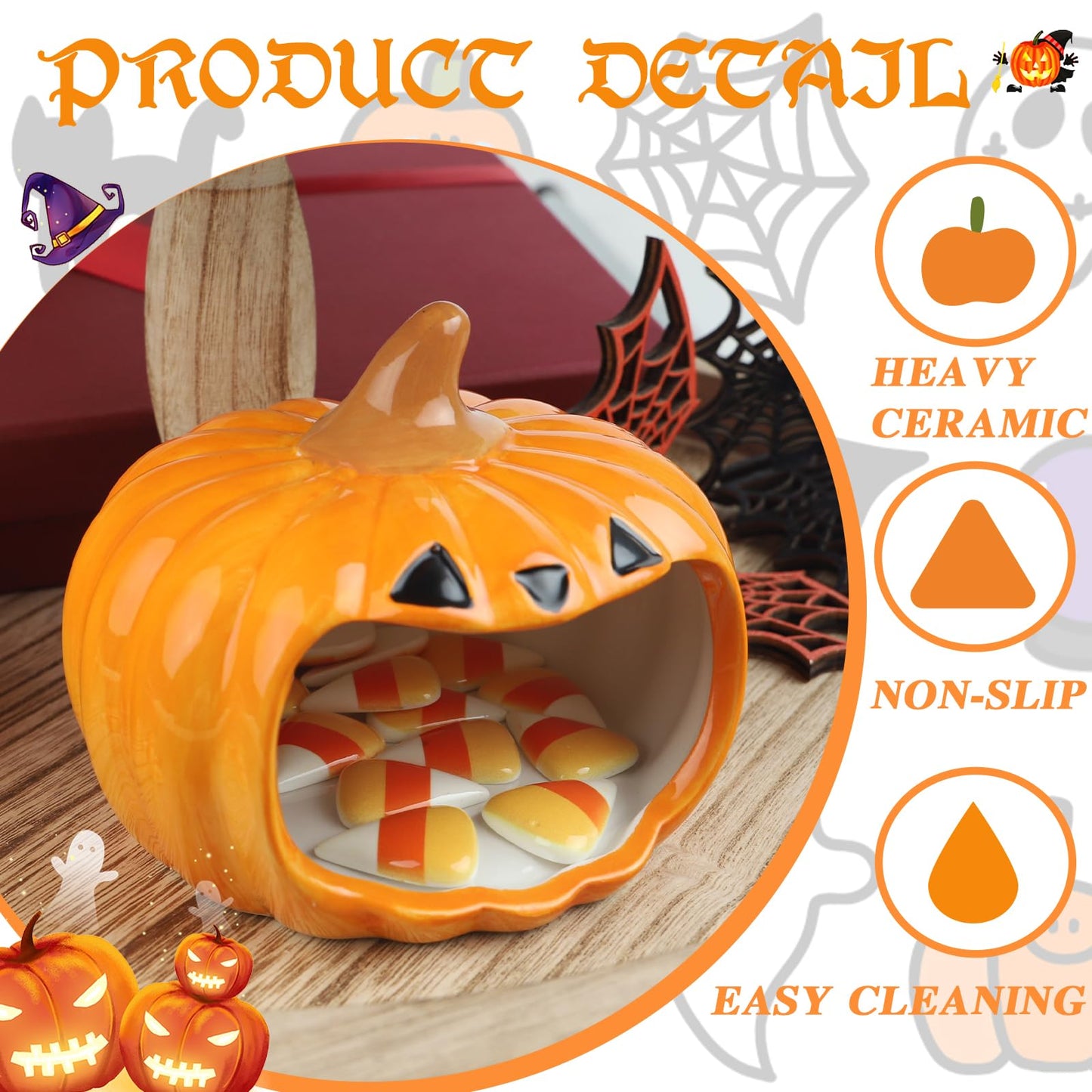 EYNDYN Halloween Pumpkin Candy Bowl Cute Candy Bowl Holiday Tired Tray Decor for Trick or Treat Party Decoration Supplies Gift Halloween Fall Thanksgiving Home Decor