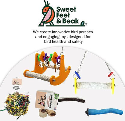 Sweet Feet and Beak Roll Bird Swing - Pumice Perch Bird Toys Trims Nails and Beaks, Safe Bird Cage Accessories for Small and Large Birds, Swinging Toys Birds Will Love, XSmall 4.5 Inches - Blue
