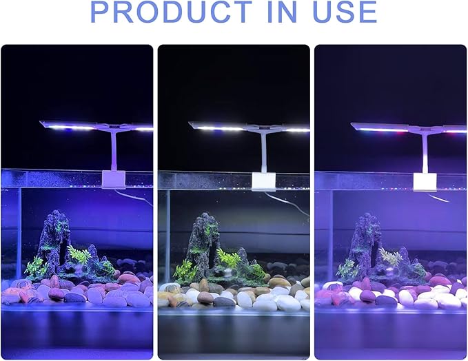 Aquarium Light Clip on Fish Tank Light Full Spectrum Plants Lights with Timer Auto On Off, 3 Colors Mode, 360° Adjustable 2 Light Bar, Aquarium Lamp Suitable for 8-14 Inch Fish Tank