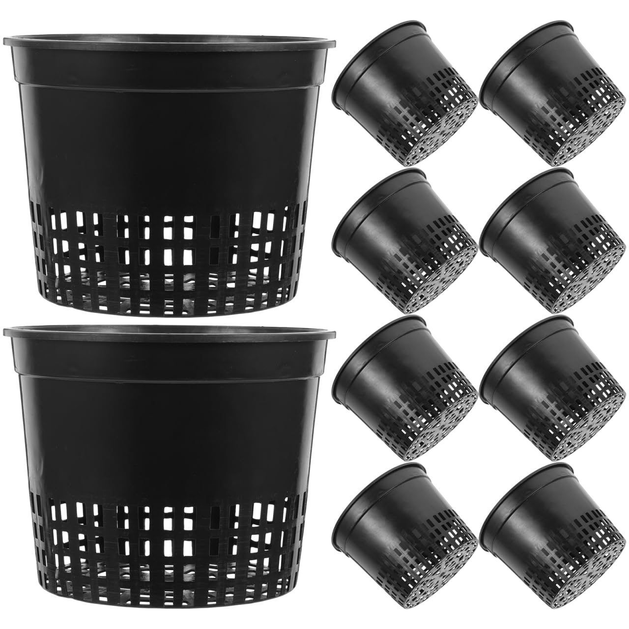 DOITOOL 5 Inch Hydroponic Mesh Basket, 10pack Hydroponic Net Pots, Slotted Mesh Net Cups, Self Watering Baskets Pots for Aquaponics Orchids Indoor Outdoor Growing Plants (Black)
