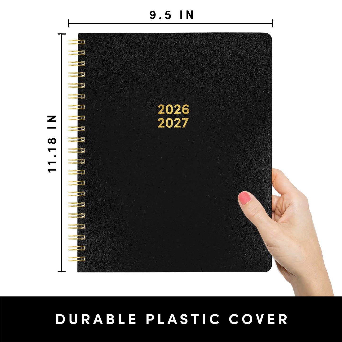 PAPERAGE Academic Planner, Weekly & Monthly Planner & Calendar, 12-Months, July 2026 - June 2027, (9.5" x 11"), School & Student Planning Agenda with Tabs, Bonus Pages & Inner Pocket, Black