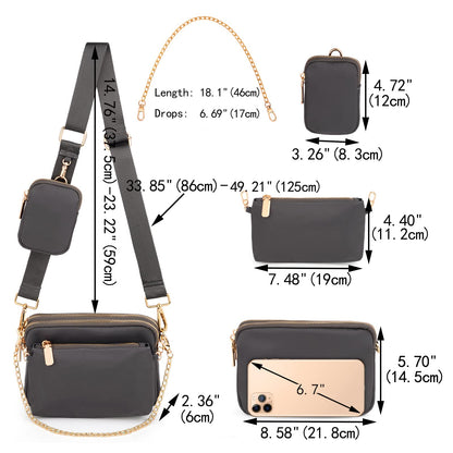 UTO Small Crossbody Bags for Women 3 in 1 Trendy Belt Purse Fashion Designer Mini Cute Sling Fanny Chest Pack