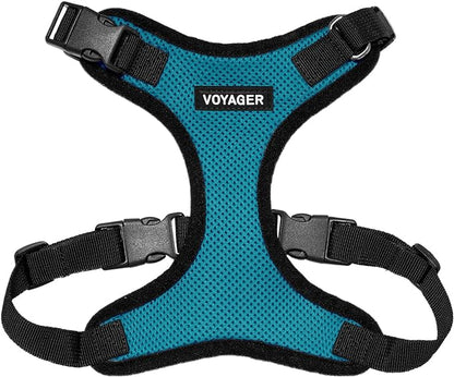 Voyager Step-in Pet Harness - All Weather Mesh, Adjustable Step in Harness for Cats and Dogs by Best Pet Supplies - Turquoise/Black Trim, XL