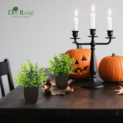 Der Rose 4 Pack Black Bathroom Decor Fake Plants Mini Artificial Greenery Potted Plants for Halloween Decor Indoor Office Table Room Farmhouse Decor