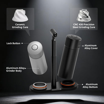 Luvan Professional Salt and Pepper Mill Set, Heavy Duty Aluminum Manual Salt and Pepper Grinder with 12 Adjustable Coarseness, Gift Set for Friends and Family